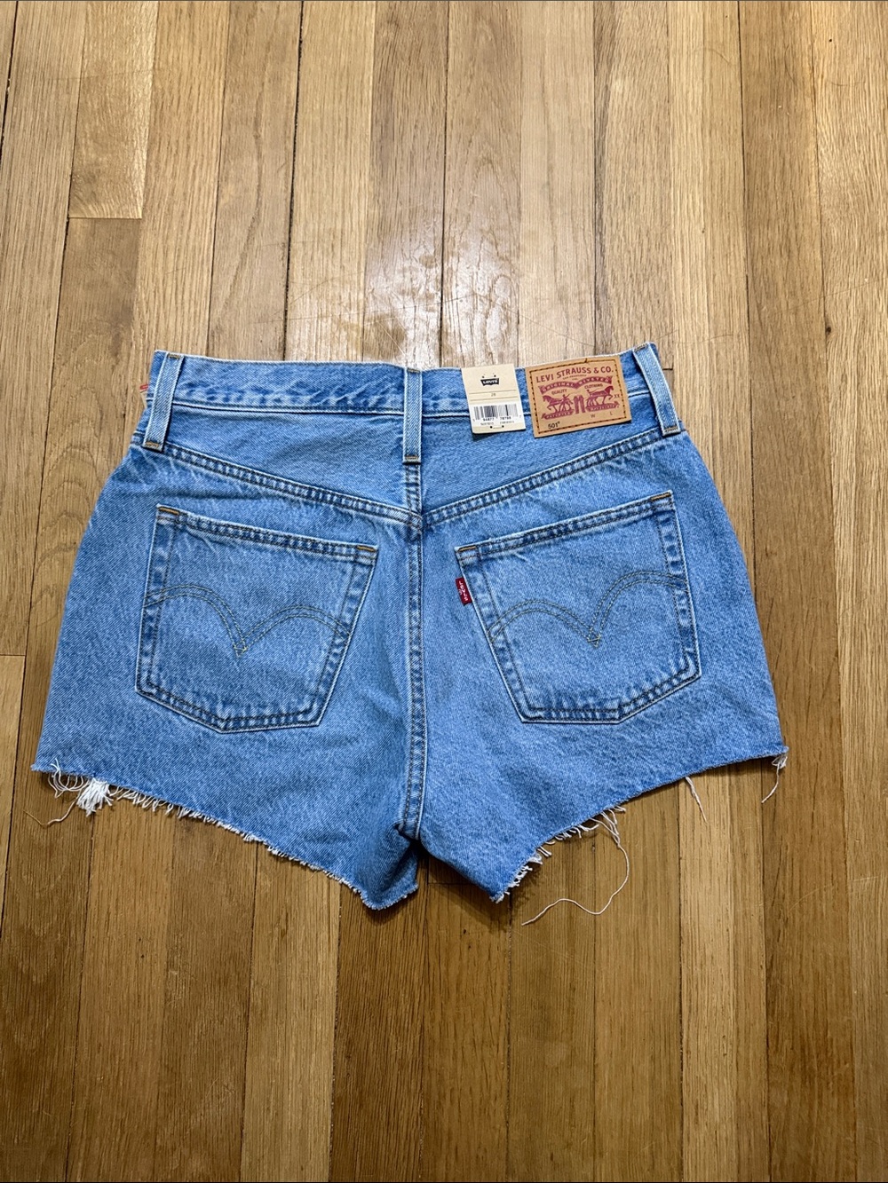 Levi's Light Blue Distressed High-Rise Jean Shorts - Picture 2 of 2